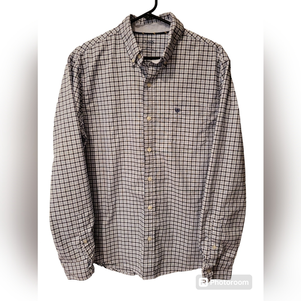 Men's Chaps Blue Plaid Button Down Shirt